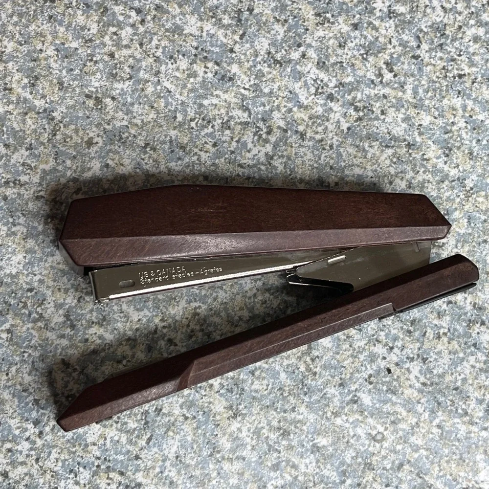 Faber-Castell Stapler FC-17 Brown WoodGrain Finish Vintage Office Made in Sweden